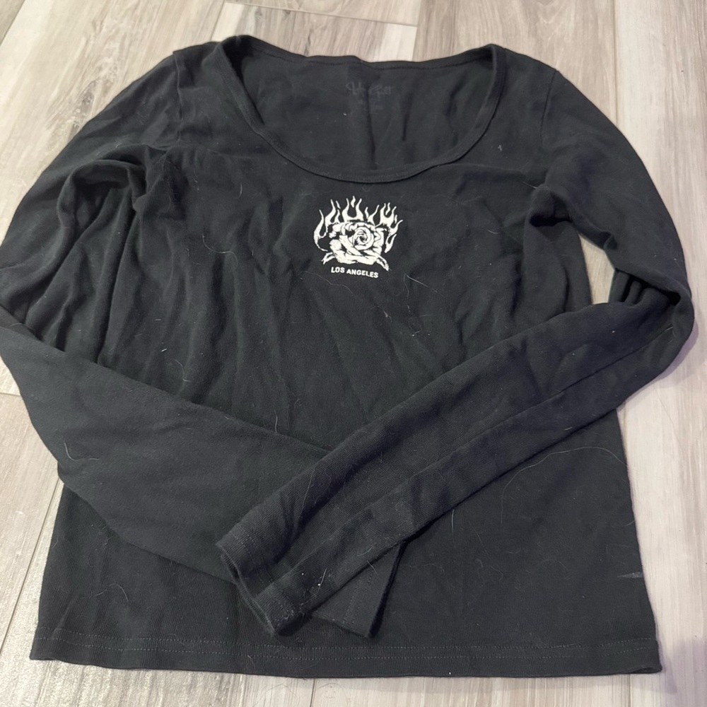 Brandy Melville Black Fitted Long Sleeve Tee